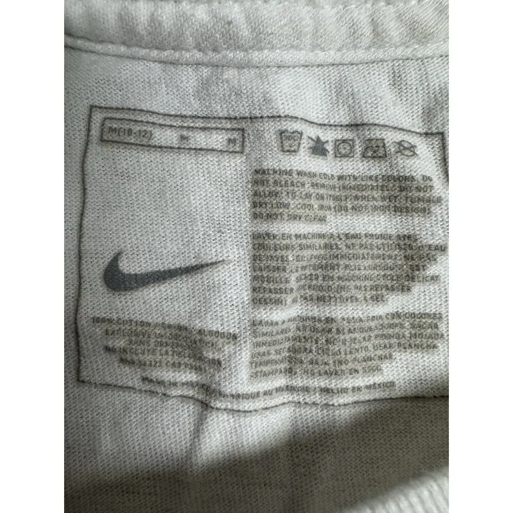 Nike Basketball Boys M 10/12 White Blue Hoop Graphic T-Shirt Swoosh